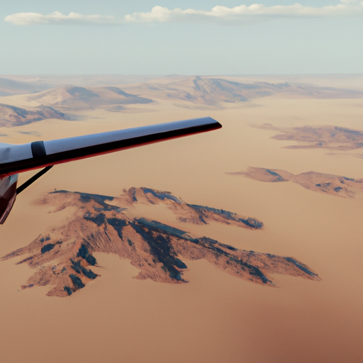 תמונה של מטוס טס מעל המדבר הנמיבי.